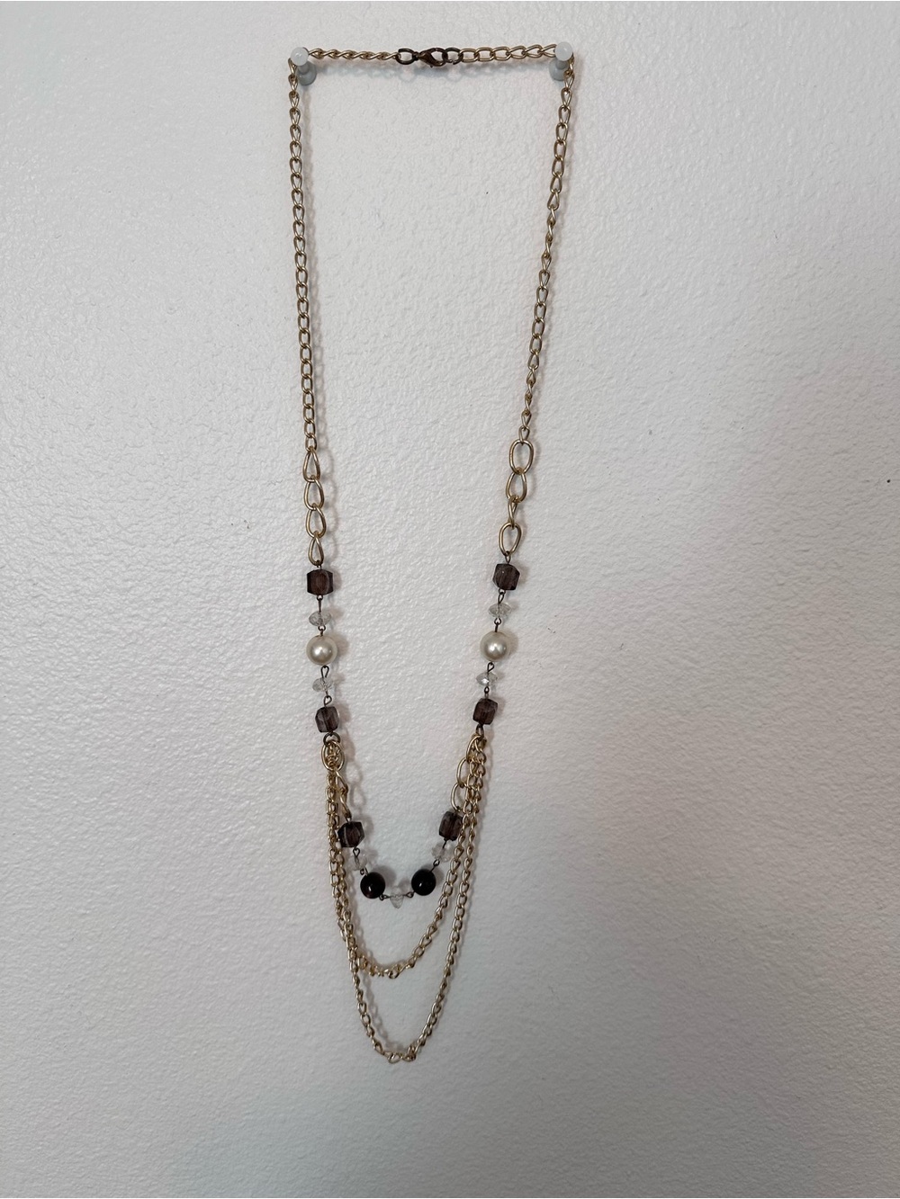 Gold-Tone Layered Beaded Necklace - Multi-Color
